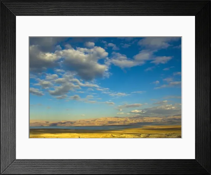 Framed Print : Israel, Negev, view of the Dead Sea, in the back the Jordan mountains Framed Print : Israel, Negev, view of the Dead Sea, in the back the Jordan mountains