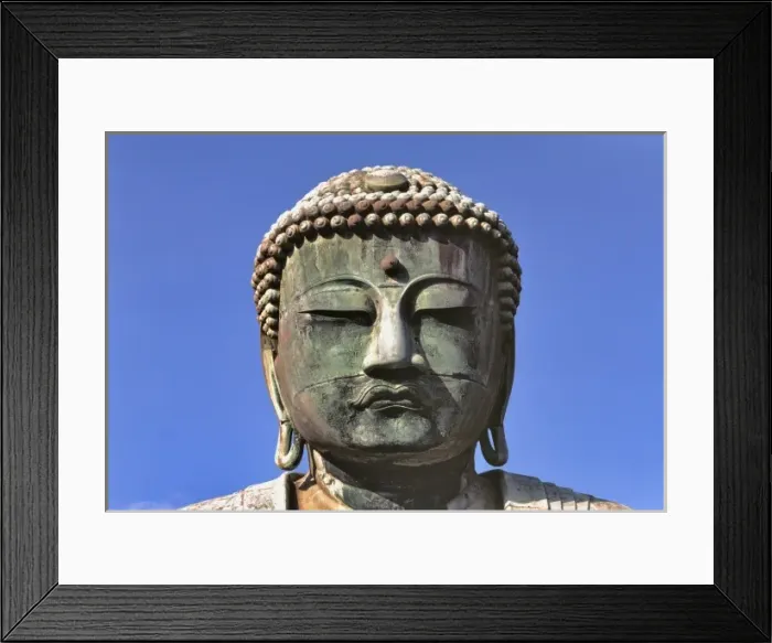 Framed Print : Japan, Kanagawa Pref. Kamakura. The expression on the face of the Great Buddha Framed Print : Japan, Kanagawa Pref. Kamakura. The expression on the face of the Great Buddha