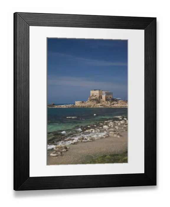 Framed Print : Israel, North Coast, Caesarea ruins of port built by Herod the Great in 22 BC