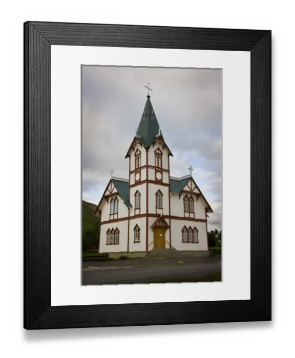 Framed Print : Iceland, HusavIk. Christian church built in 1907