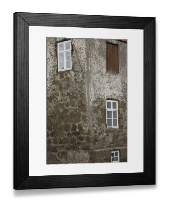 Framed Print : Iceland, Akureyri. Wall and window detail of an old stone house Framed Print : Iceland, Akureyri. Wall and window detail of an old stone house