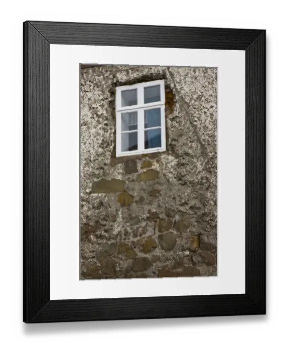 Framed Print : Iceland, Akureyri. Close-up of window of an old stone house Framed Print : Iceland, Akureyri. Close-up of window of an old stone house
