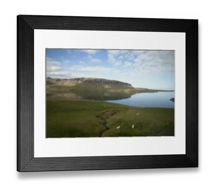 Framed Print : Clouds reflected on waters of calm glacial fjord in the north of Iceland not far Framed Print : Clouds reflected on waters of calm glacial fjord in the north of Iceland not far