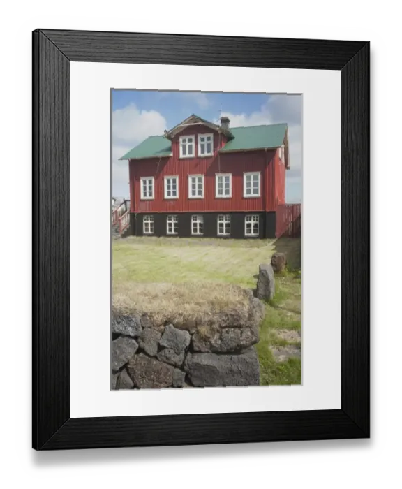 Framed Print : Community center of the village of Vik, Icelands southernmost settlement