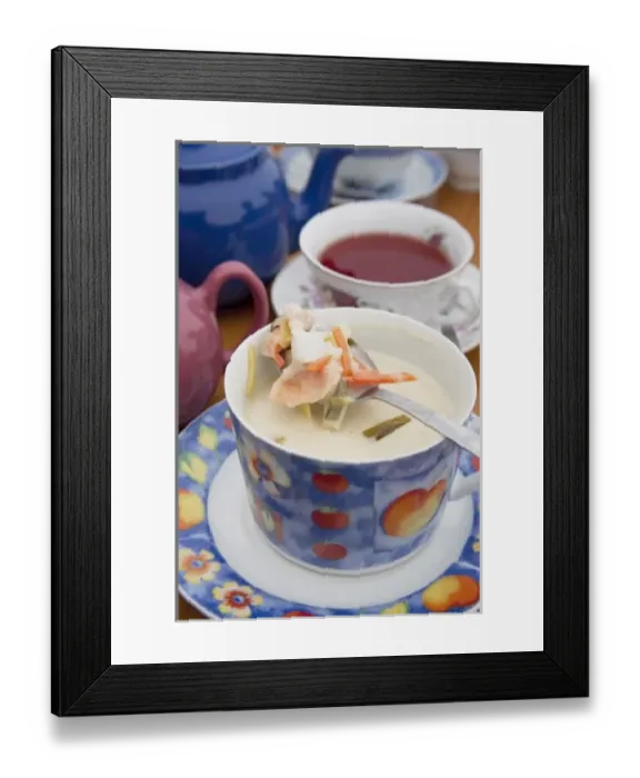 Framed Print : Local seafood chowder highlights a respite for trekkers along the Western coast of Framed Print : Local seafood chowder highlights a respite for trekkers along the Western coast of