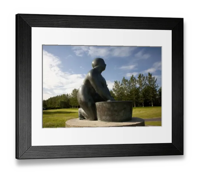 Framed Print : Monument dedicated to washer woman in downtown Reykjavik, Iceland park