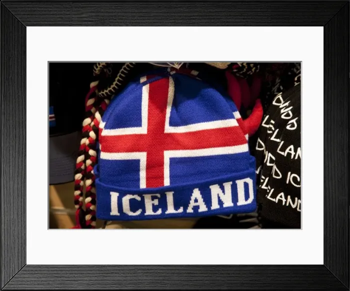 Framed Print : This wool ski cap says it all for Iceland: name and national flag Framed Print : This wool ski cap says it all for Iceland: name and national flag