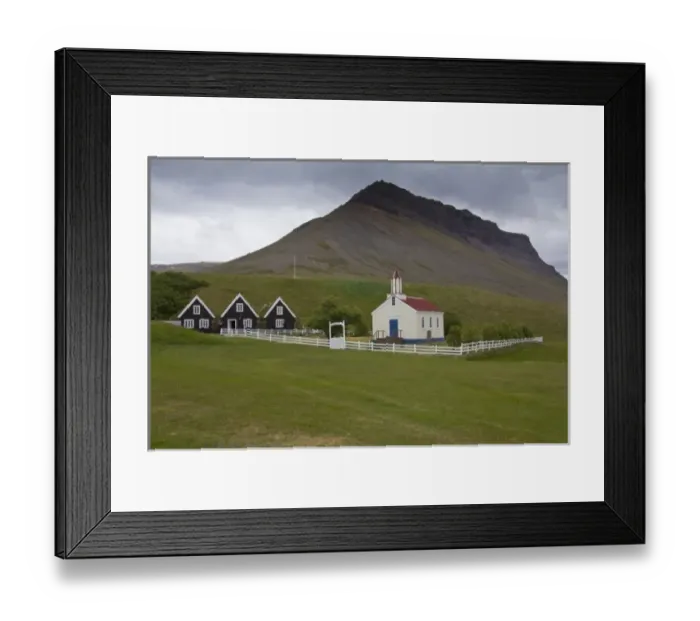 Framed Print : Europe, Iceland, West Fjords, Amarfjordur, Hrafnseyri church and museum Framed Print : Europe, Iceland, West Fjords, Amarfjordur, Hrafnseyri church and museum