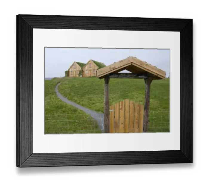 Framed Print : Iceland, modern versions of traditional sod houses