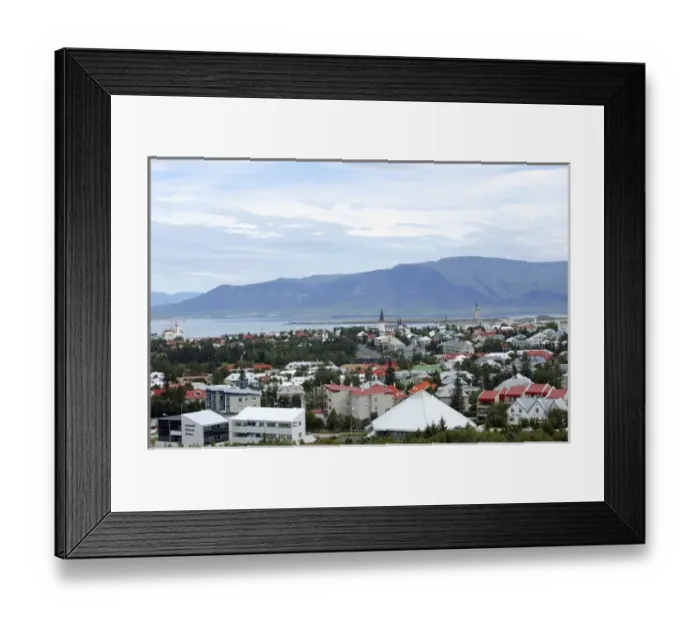 Framed Print : View of the city from the viewing deck of Perlan, Reykjavik, Iceland Framed Print : View of the city from the viewing deck of Perlan, Reykjavik, Iceland