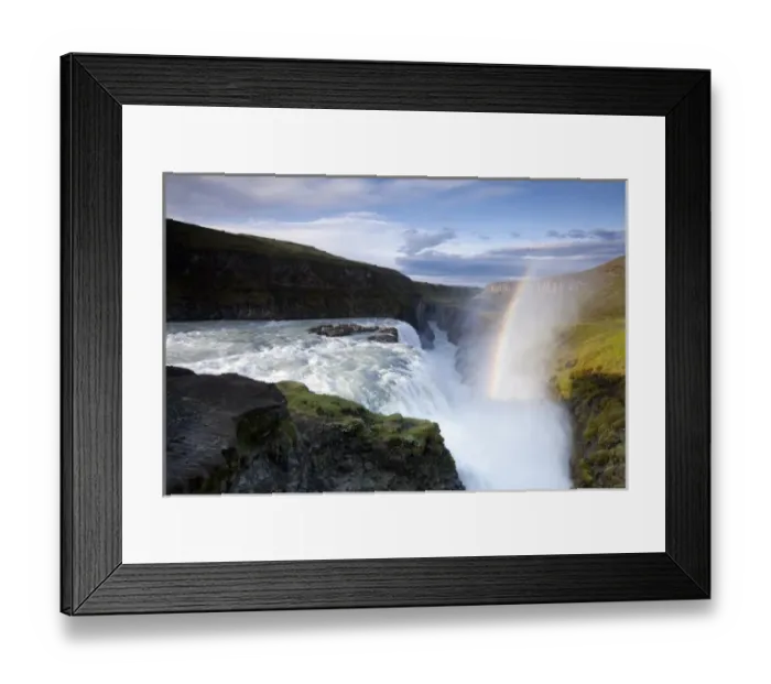 Framed Print : Iceland, Arnessysla County, Rainbow forms as Hvita River pours over Gullfoss waterfall Framed Print : Iceland, Arnessysla County, Rainbow forms as Hvita River pours over Gullfoss waterfall
