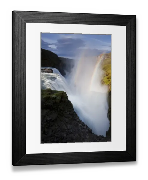 Framed Print : Iceland, Arnessysla County, Rainbow forms as Hvita River pours over Gullfoss waterfall Framed Print : Iceland, Arnessysla County, Rainbow forms as Hvita River pours over Gullfoss waterfall