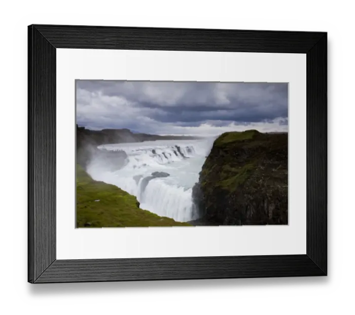 Framed Print : Iceland, Arnessysla, Hvita River pours over Gullfoss waterfall on summer evening
