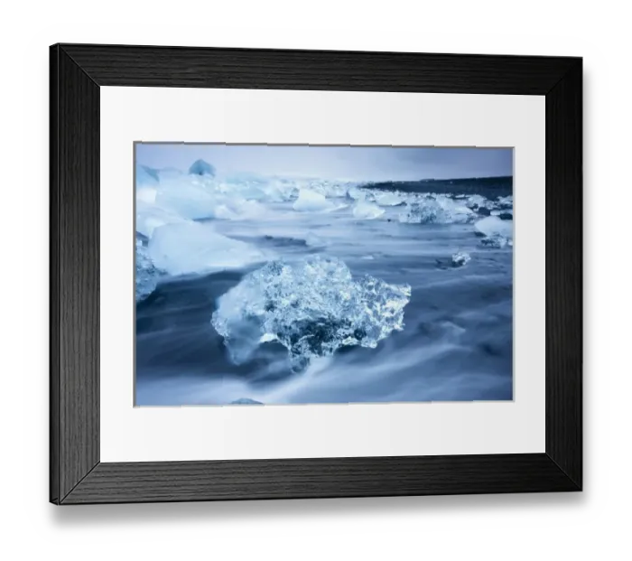 Framed Print : Iceland, Skaftafell National Park, Icebergs from Vatnajokull Glacier in waves Framed Print : Iceland, Skaftafell National Park, Icebergs from Vatnajokull Glacier in waves