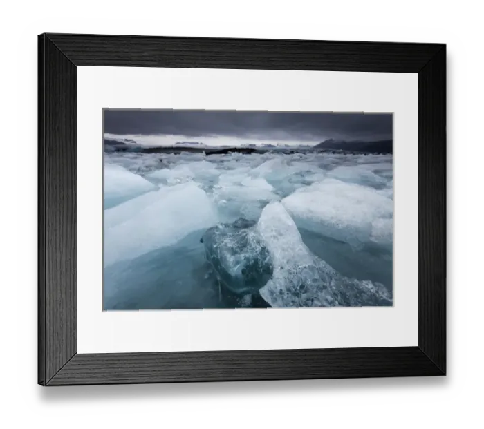 Framed Print : Iceland, Skaftafell National Park, Storm clouds above icebergs from Vatnajokull Glacier Framed Print : Iceland, Skaftafell National Park, Storm clouds above icebergs from Vatnajokull Glacier