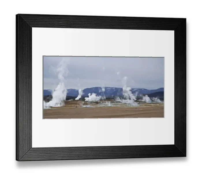Framed Print : Fumaroles in a highly active geothermal zone near Lake Myvatn, Iceland Framed Print : Fumaroles in a highly active geothermal zone near Lake Myvatn, Iceland