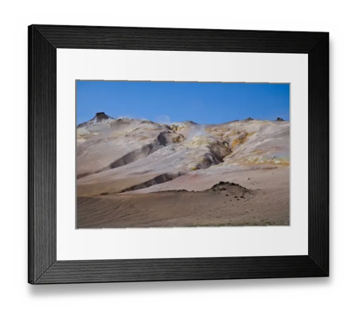 Framed Print : Fumaroles in a highly active geothermal zone near Lake Myvatn, Iceland
