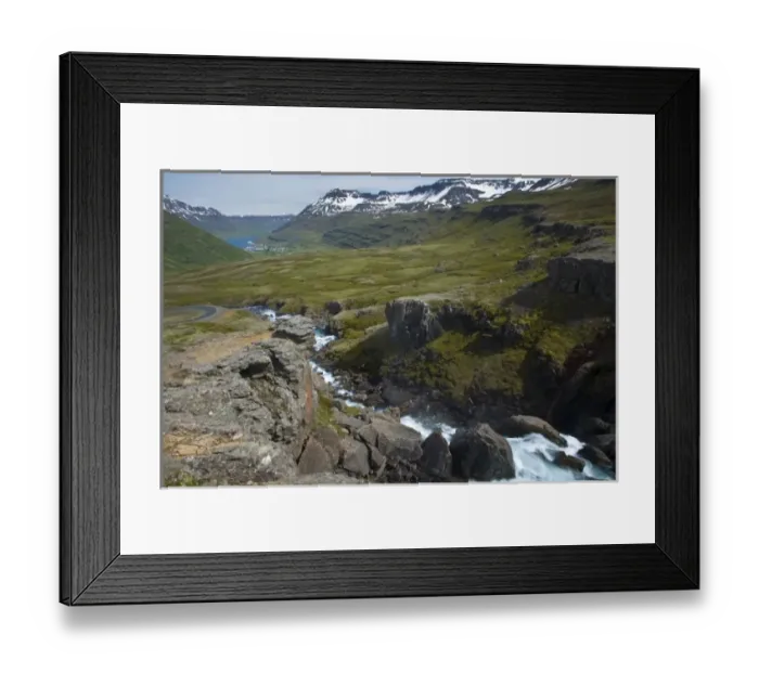 Framed Print : Unknown. View of the town of Seydisfjordur, Iceland