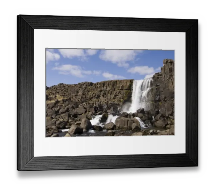 Framed Print : Oxararfoss waterfall on Mid-Atlantic Rift, Thingvellir National Park, Iceland Framed Print : Oxararfoss waterfall on Mid-Atlantic Rift, Thingvellir National Park, Iceland