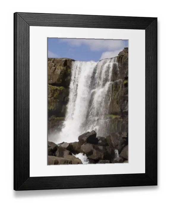 Framed Print : Oxararfoss waterfall on Mid-Atlantic Rift, Thingvellir National Park, Iceland