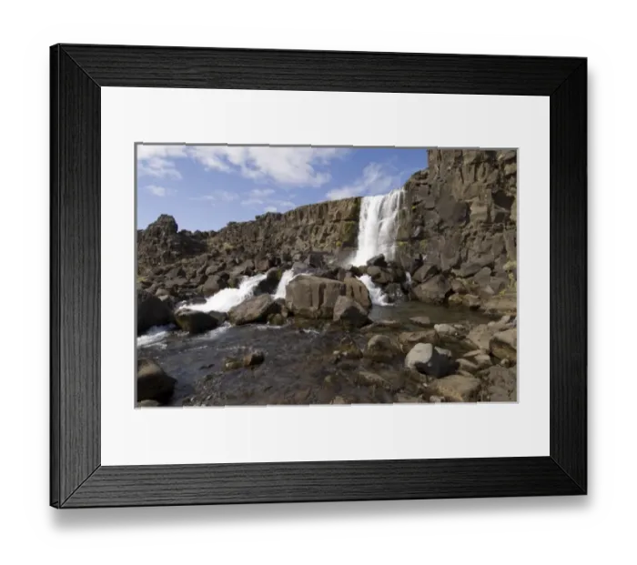 Framed Print : Oxararfoss waterfall on Mid-Atlantic Rift, Thingvellir National Park, Iceland Framed Print : Oxararfoss waterfall on Mid-Atlantic Rift, Thingvellir National Park, Iceland