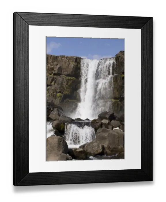 Framed Print : Oxararfoss waterfall on Mid-Atlantic Rift, Thingvellir National Park, Iceland