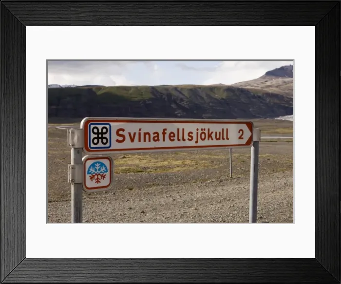 Framed Print : Road Sign, Skaftafell National Park, South coast, Iceland
