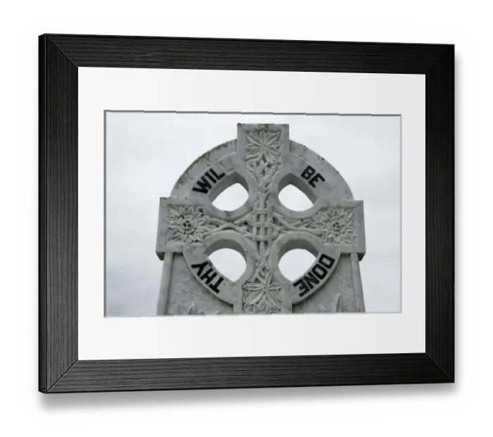 Framed Print : Ireland, County Mayo, Murrisk. Detail of message on Celtic cross Framed Print : Ireland, County Mayo, Murrisk. Detail of message on Celtic cross