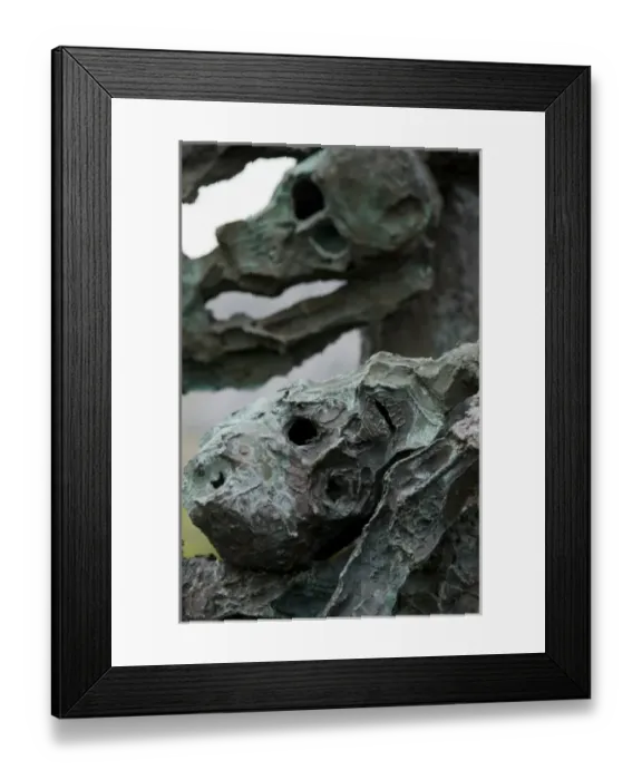 Framed Print : Ireland, County Mayo, Murrisk. Details of the sculptured metal skeletons on the national Framed Print : Ireland, County Mayo, Murrisk. Details of the sculptured metal skeletons on the national