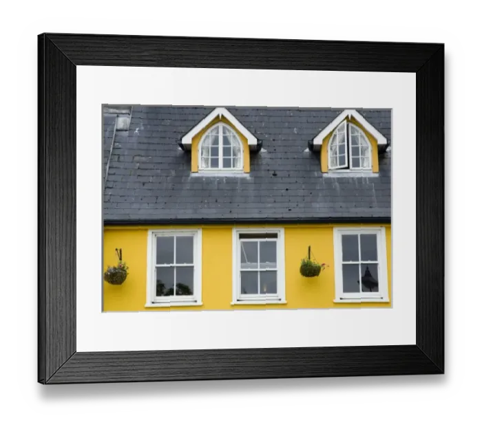 Framed Print : Ireland, County Mayo, Westport. Cheerful yellow house Framed Print : Ireland, County Mayo, Westport. Cheerful yellow house