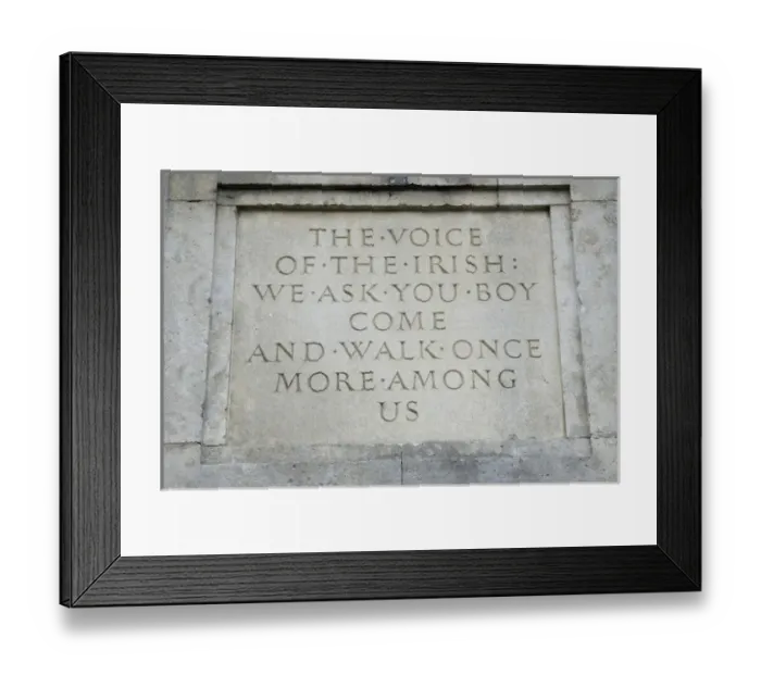 Framed Print : Ireland, County Mayo, Westport. Inscription on the monument to St. Patrick Framed Print : Ireland, County Mayo, Westport. Inscription on the monument to St. Patrick