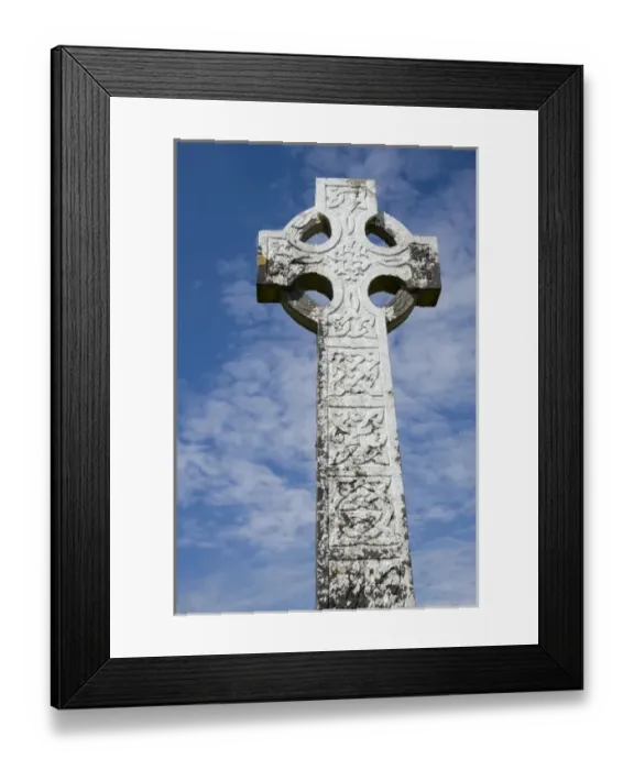 Framed Print : Ireland, Mayo, Turlough. White Celtic cross Framed Print : Ireland, Mayo, Turlough. White Celtic cross