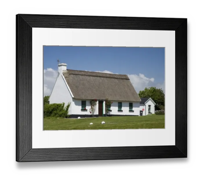 Framed Print : Ireland, Ballyvaughan. Traditional thatched-roof cottage Framed Print : Ireland, Ballyvaughan. Traditional thatched-roof cottage