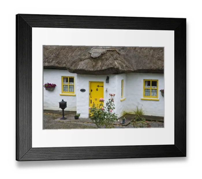 Framed Print : Ireland, Achill Island. Front door and windows of a thatch roof cottage Framed Print : Ireland, Achill Island. Front door and windows of a thatch roof cottage