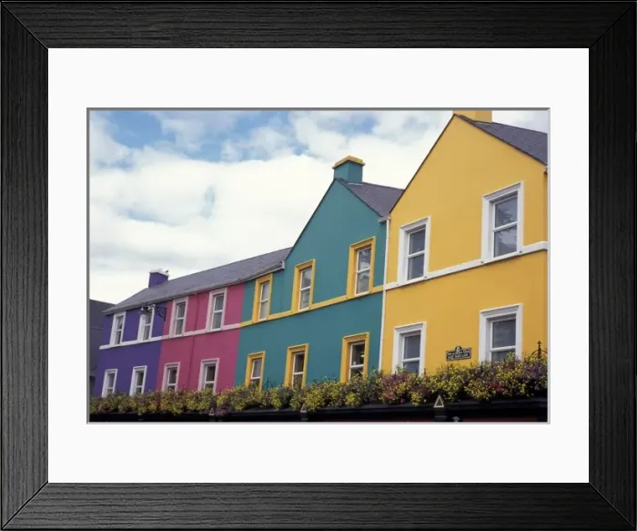 Framed Print : Ireland, County Kerry, Kenmore. Colorful architecture Framed Print : Ireland, County Kerry, Kenmore. Colorful architecture