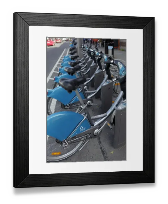 Framed Print : Europe, Ireland, Dublin. Public Bicycles in Dublin Framed Print : Europe, Ireland, Dublin. Public Bicycles in Dublin