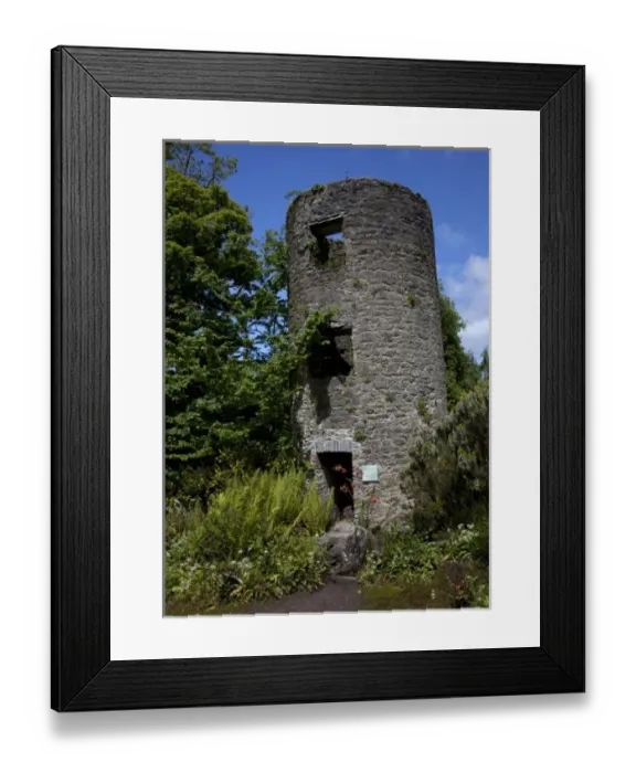 Framed Print : Blarney Castle ruin in thethe castle garden under a blue sky with white puffy clouds Framed Print : Blarney Castle ruin in thethe castle garden under a blue sky with white puffy clouds