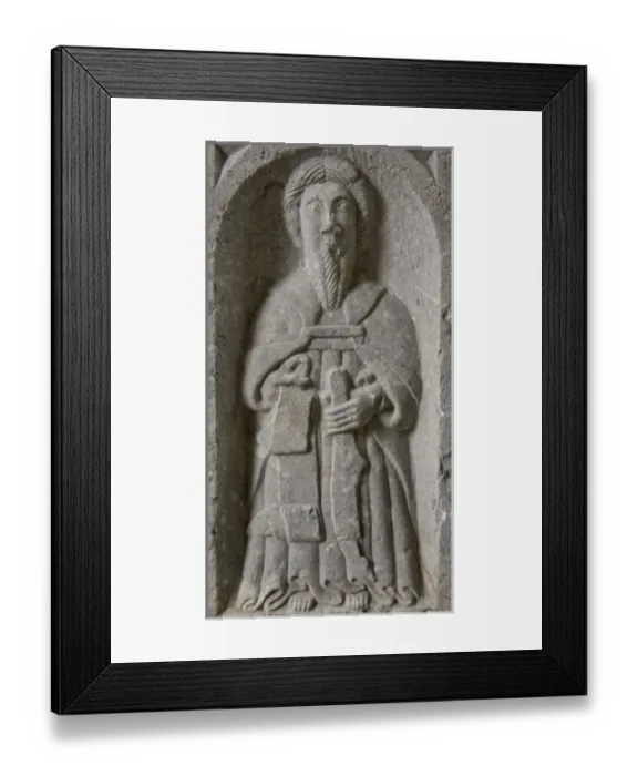 Framed Print : Medieval stone carving of a Saint at Jerpoint Abbey in Kilkenny Ireland Framed Print : Medieval stone carving of a Saint at Jerpoint Abbey in Kilkenny Ireland