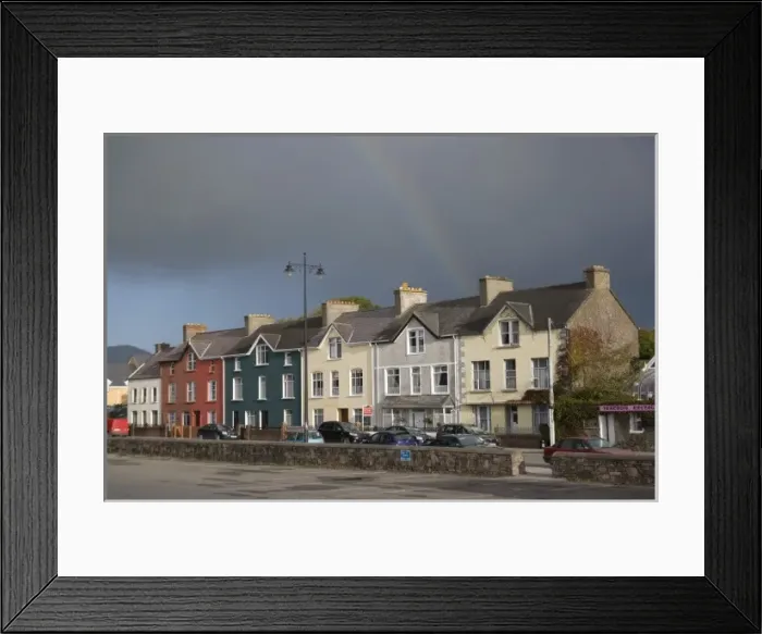 Framed Print : Dingal, Dingal Peninsula, Ireland, Houses, Rainbow