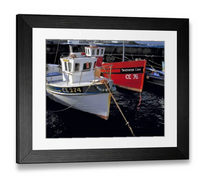 Framed Print : Brightly colored boats moor in the harbor at Portstewart, in County Londonderry, Northern Ireland Framed Print : Brightly colored boats moor in the harbor at Portstewart, in County Londonderry, Northern Ireland