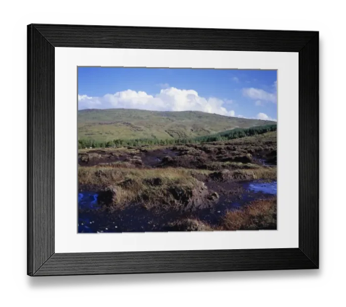 Framed Print : Europe, Ireland, Carrick. Clouds billow beyond the heathery peat bogs of Carrick Framed Print : Europe, Ireland, Carrick. Clouds billow beyond the heathery peat bogs of Carrick