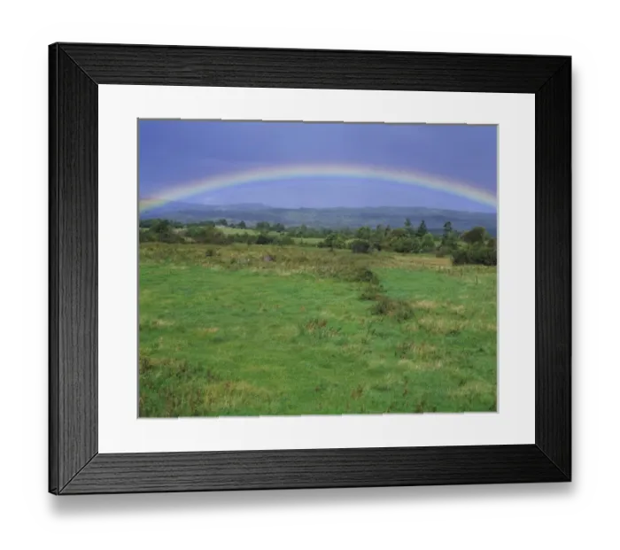 Framed Print : Europe, Ireland, Co. Donegal. The complete arc of a rainbow fills the sky over a Framed Print : Europe, Ireland, Co. Donegal. The complete arc of a rainbow fills the sky over a