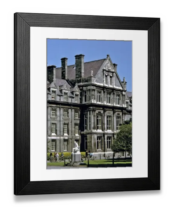 Framed Print : Europe, Ireland, Dublin. Students stroll to classes through the manicured grounds