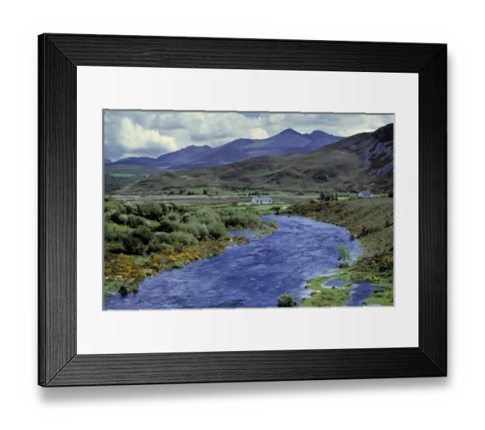 Framed Print : Europe, Ireland, Caragh River. The Caragh River flows through the heathered green of County Kerry Framed Print : Europe, Ireland, Caragh River. The Caragh River flows through the heathered green of County Kerry
