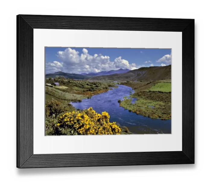 Framed Print : Europe, Ireland, Caragh River. Caragh River river winds gently through County Kerry