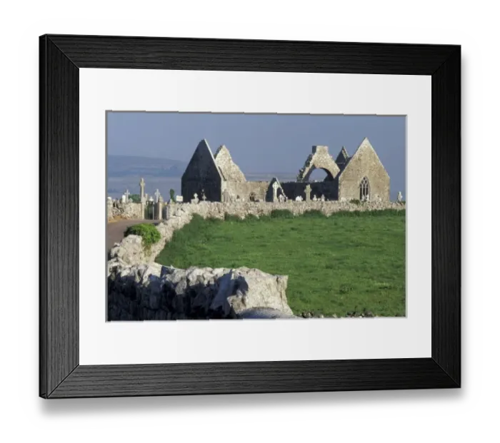Framed Print : Ireland, County Clare. Kilmacduagh Church Framed Print : Ireland, County Clare. Kilmacduagh Church