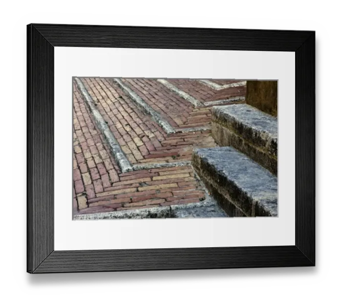 Framed Print : Pattern in brick stairs, Pienza, Italy Framed Print : Pattern in brick stairs, Pienza, Italy