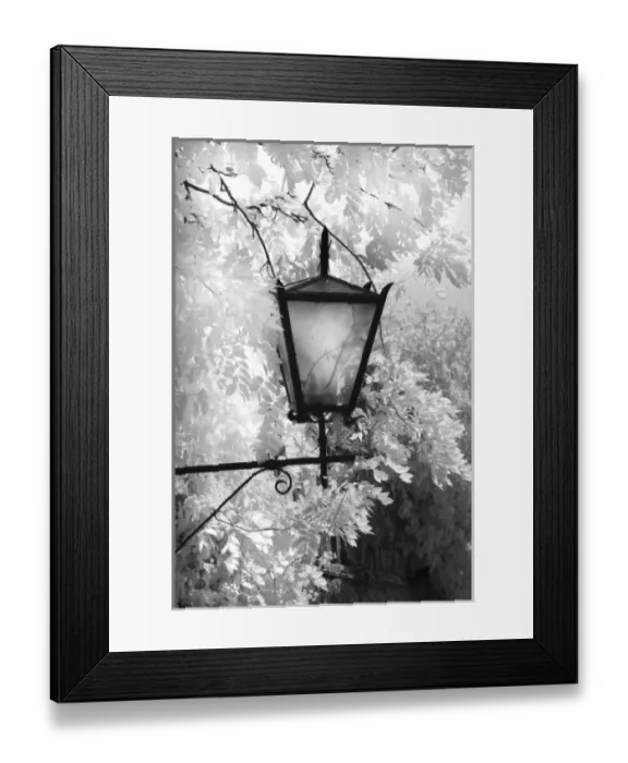 Framed Print : Infra Red Black & White view of light fixture, Montalcino, Italy, Tuscany Framed Print : Infra Red Black & White view of light fixture, Montalcino, Italy, Tuscany