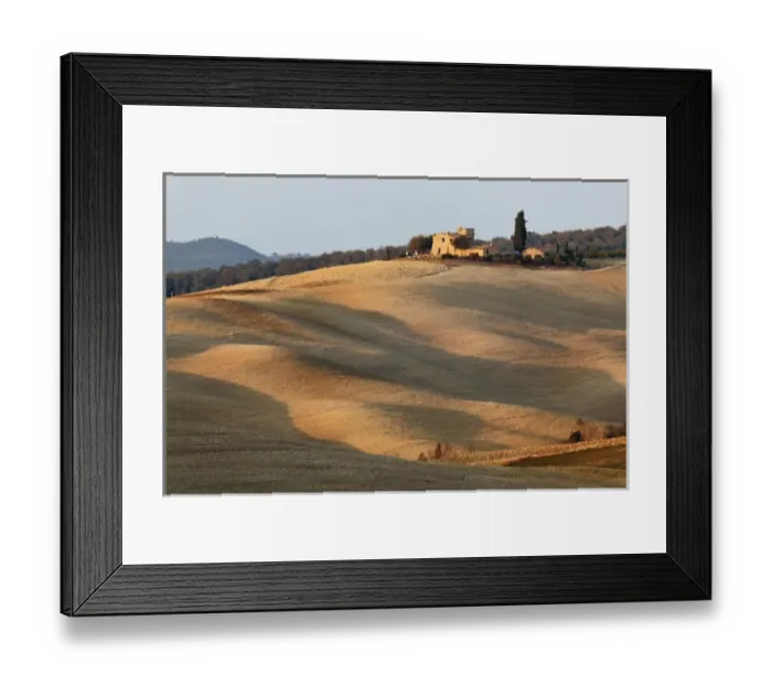 Framed Print : Agricultural field at sunset, Val d Orcia, Tuscany, Italy