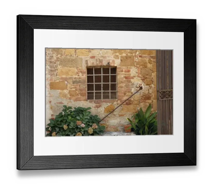 Framed Print : Window and ancient stone wall, Pienza, Italy, Tuscany Framed Print : Window and ancient stone wall, Pienza, Italy, Tuscany